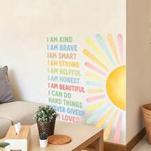 1/3pcs Inspirational Quote Wall Sticker, Daily Progress Sun Wall Sticker, Bohemian Style Vinyl Art, Suitable For Home, Office, Study Room Decoration, Positive Energy Mural - Inspirational Wall Decals - View 4