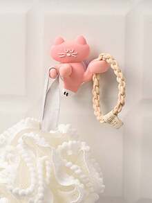 1/2 buah Rak Penyimpanan Gantung Dinding Bentuk Kucing Lucu, 2-in-1 Tempat Sikat Gigi + Penjepit Kabel, Kait Perekat Tanpa Bor dengan Cangkir Hisap, Cocok untuk Penyimpanan Kabel Pengisi Daya di Wastafel Kamar Mandi/Meja, Bahan Silikon - MultiWarna - View 8