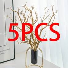 1/5PCS Golden Artificial Deer Antler Branches Suitable For Wedding Table Decoration, Party Supplies, Valentine's Day, Gifts, Birthdays, Graduation Ceremonies, Home Decoration, Back To School Season, School Supplies, Christmas Decoration - Gold - View 8