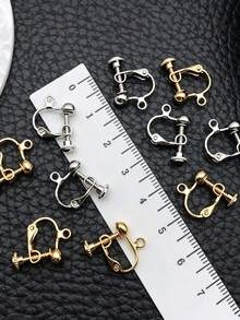 6/10/20pcs Klip Telinga Spiral Stainless Steel Aksesoris Anting dengan Bantalan Telinga Berputar, Cocok untuk Wanita Tanpa Tindik Telinga, Pembuatan Anting DIY - Klip telinga - View 4