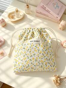 Cute Floral Drawstring Bag, Portable Mini Cosmetic Bag, Jewelry, Headphones, Dust-Proof Storage Bag, Portable Miscellaneous Organizer Bag - Multicolor - View 15