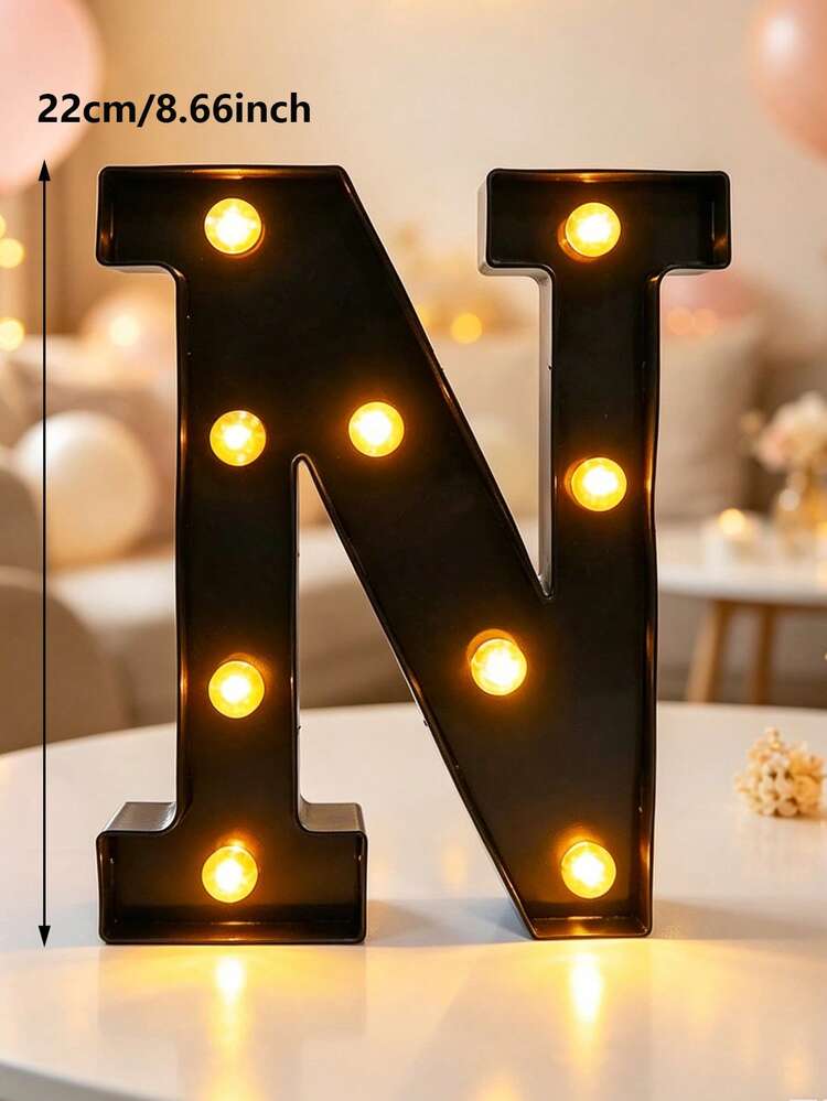 1件 22cm 家居裝飾 A-Z LED 黑色字母燈，婚禮求婚裝飾字母燈，生日派對裝飾字母與數字燈，週年節日裝飾，臥室書桌裝飾字母燈，數字燈，房間裝飾小夜燈 - 黑色 - 查看 33