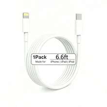 1/3 قطع كابل شحن سريع من نوع C إلى Lightning بطول 3.3 قدم/6.6 قدم، متوافق مع أجهزة Apple 14/13/12/11 Pro Max/XR/XS/X/8/7/6 Plus/SE/Mini، معتمد MFi - أبيض - مشاهدة 8
