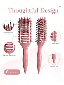 Curly Hair Styling Comb, Multi-Color Plastic Anti-Tangle Comb, Side Tooth Design, Open Back, Tail Handle, Suitable For Curly, Wavy, Thick Hair, Women's Travel Use - Multicolor - View 3