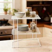 Kệ lưu trữ nhà bếp 3 tầng - Kệ tổ chức tủ - Kệ nhà bếp - Kệ góc - Kệ tổ chức mặt bàn - Kệ lưu trữ đĩa và bát - Kệ lưu trữ nhà bếp - Nhiều màu - Xem 2
