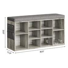 Techigher Shoe Storage Bench With Cushion, Shoe Rack Organiser, Hallway Storage Bench With Padded Seat & Adjustable Shelves, Compact Shoe Cabinet For Entryway, Bedroom, Living Room - Grey 104*30.5*53 - View 4
