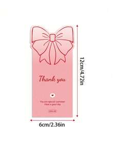 1/50張粉色感謝貼紙，可愛蝴蝶結與玫瑰設計，自黏磨砂面，不對稱形狀，一次性使用，適用於禮盒封口、裝飾標籤、禮盒裝飾，自黏貼紙，感謝貼紙 - 查看 9