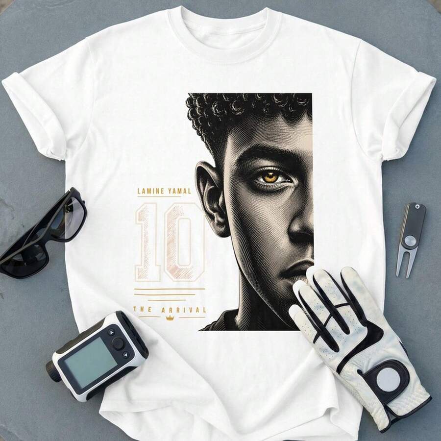 Football Star The Arrival Art Graphic Apparel Tee Shirt | Young Player Tribute Fan Style Gift - 白色 - 查看 1