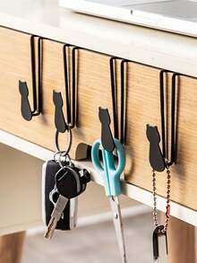 1/2pcs Cat-Shaped Cast Iron Door Hooks, Cute Cat Decor, Heavy Duty Space-Saving Wall Hooks, Easy Installation, Suitable For Hats, Towels, Wallets, Bathrobes Storage, Entryway Bedroom Bathroom Door Rack, Unique Gift For Cat Lovers - Multicolor - View 2