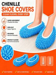 10/6/2Pcs(Shoe Covers And Hooks) Chenille Shoe Cover Set: Hand Wash-Free, Reusable Microfiber Dusting Shoes - Simply And Fun Cleaning Your Floors! - Multicolor - View 2