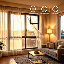 Self-Adhesive Invisible Mosquito Window Screen Mesh Resistant To Tearing And Breathable,DIY Installation, Removable And Washable, Provides A Physical Barrier Against Mosquitoes, Flies, And Common Summer Insects. Suitable For Use On Household Windows. - Screen Windows - View 3