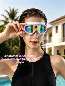 Adult Swimming Goggles, Large Frame Anti-Fog Design With Goggle Storage Case, Integrated Earplugs, Wide-Angle Design, Suitable For Swimming Pool Training And Water Sports, School Goggles, Holiday And Back-To-School Season Gift - Pink - View 4