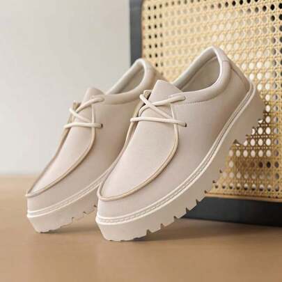 Beige Plus Size Loafers, All-Season New Casual Fashion Flat Shoes, British Style Business Formal Shoes, High-End Men's Suit Shoes, Handsome Retro Business Casual Shoes, Thick Sole Slip-On Men's Shoes, Breathable Men's Formal Shoes