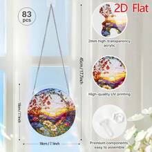 2D Puzzle Sun Catcher 83 Pieces, Sunset Flower Field Theme Sun Catcher Puzzle, Home Garden Decor, Suitable For Christmas, Thanksgiving, Halloween - A - View 6