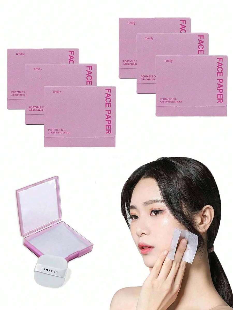 200/100 Peças Papel Absorvente de Óleo Facial + Puff de Pó Quadrado + 1 Espelho, Absorvente de Óleo e Controlador de Óleo, Copo Absorvente de Óleo Facial Refrescante e Portátil, Pode Absorver Óleo Facial em Excesso, Adequado para Homens, Mulheres, Iniciantes, Produto de Cuidados com a Pele