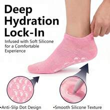1 Pair 8.86 Inch Silicone Moisturizing Socks For Women, Soft Foot Care Hydrating Socks, Reusable Moisturizing Socks For Dry Cracked Feet Rough Heels Skin Repair - Moisturizing Socks - View 3