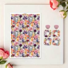 Multiple Floral Pattern Transfer Paper, Fresh Floral Series Polymer Clay Printing Paper, Size 5.82 * 3.93 Inches, Suitable For DIY Art Jewelry Earring Making, Special Polymer Clay Transfer Printing - A - View 8