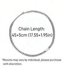 1pc Minimalist Titanium Steel Necklace, Personalized High-End Cuban Chain Necklace For Men & Women, Fashionable Collarbone Chain, Ins Cold Style Hip Hop Accessory - White - View 9