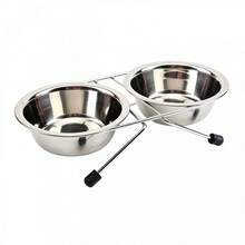 Elevated Double Stainless Steel Pet Feeder For Dogs And Cats, Feeding Station With Metal Stand And Non-Slip Base, Hygienic Removable Bowls - M - View 3