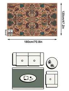 1pc Moroccan American Vintage Classic Floral Plant Element - Soft Faux Cashmere Area Rug, Suitable For Bathroom, Kitchen, Entryway, Hallway, Bedside, Living Room, Bedroom And More, All-Season Machine Washable Large Size Floor Mat, Aesthetic Home Decor - Multicolor - View 15