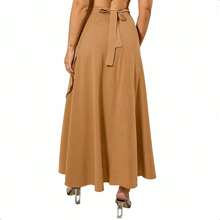 Women's Wrap Skirt With Viscolinen Lining - 駝色 - 查看 3