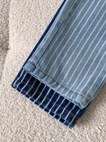 2pcs/Set Spring/Autumn Striped Back Pocket Decor Denim Jeans For Boys, Streetwear Versatile Casual Holiday Long Pants - Multicolor - View 5