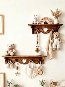 Porta-Retrato Pendurado em Formato de Coração, Porta-Retrato de Madeira em Formato de Coração, Decoração de Parede Criativa em Madeira com Moldura Pendurada, Decoração de Parede Estilo Fazenda - Visão 3
