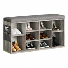 Techigher Shoe Storage Bench With Cushion, Shoe Rack Organiser, Hallway Storage Bench With Padded Seat & Adjustable Shelves, Compact Shoe Cabinet For Entryway, Bedroom, Living Room - Grey 104*30.5*53 - View 9