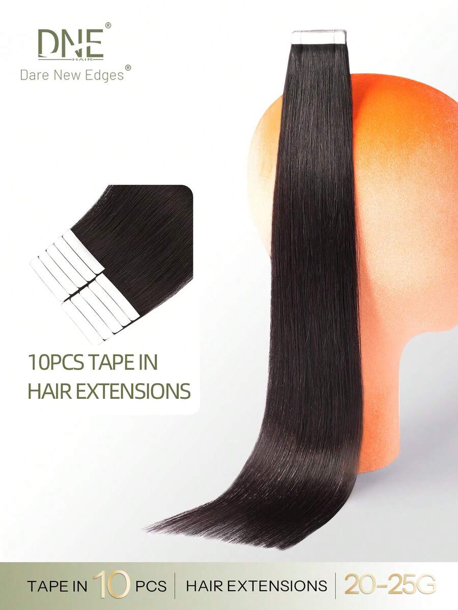 DNE HAIR 10片/包 貼片式接髮 100%真髮 自然黑直髮 14-22英吋長度 絲滑無痕隱形 高品質厚髮尾 健康真髮接髮 適合細髮、沙龍使用及所有女性/女孩日常配戴 - SNatural - 查看 1