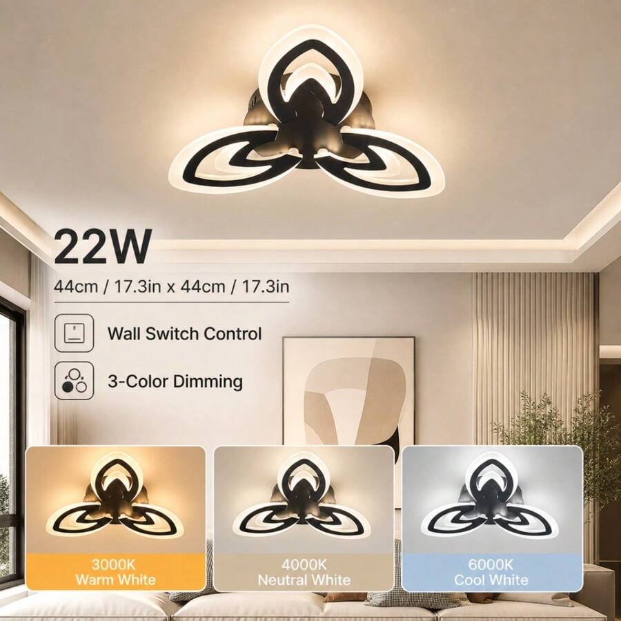 Luxury LED Ceiling Light, Black & White Dual Color Options, Elegant Light & Shadow Effect, Exquisite Texture. Suitable For Modern, Nordic, Luxury Home Decor, Can Be Installed In Bedroom, Entrance Hallway, Balcony, Living Room And Other Spaces, Warm & Transparent Lighting, Easy Installation, Combines Lighting & Decorative Functions, Creates A Sophisticated Home Environment. - MT-3T Ceiling Light - View 1