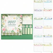 2027 Desktop Calendar With Stickers Labels, Portable Schedule Table Planner Daily Monthly Date Organizer Desk Weekly Calendars Green For New Year Decor Home Office Supplies Presents Birthday - Single Piece - View 11