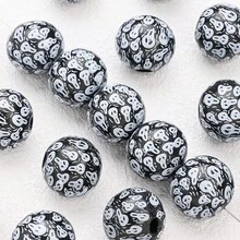 30顆萬聖節恐怖印花木製珠子，21mm大珠子，適用於家居裝飾、DIY珠寶製作及其他創意手工藝 - 彩色 - 查看 6
