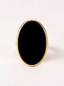 1pc Vintage Style Exaggerated Metal Inlaid Geometric Oval Ring, Suitable For Women's Daily Wear, Birthday Gift And Holiday Gift - Oval Ring - View 4