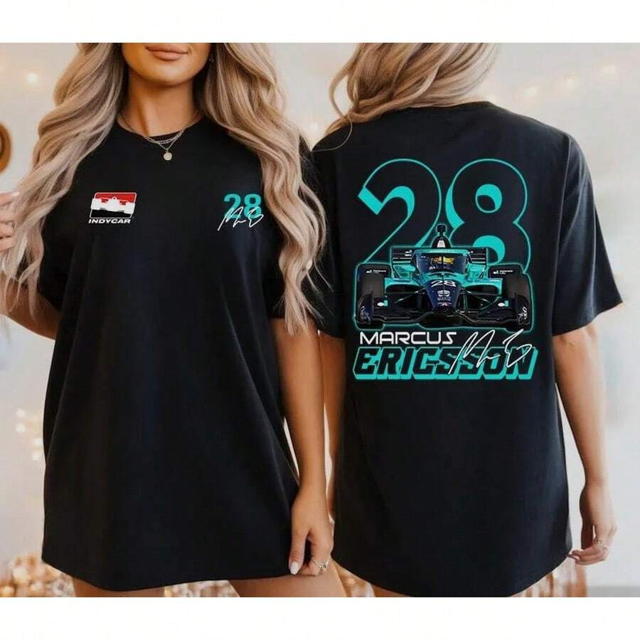Sudadera de Marcus Ericsson INDYCAR, Camiseta de Marcus Ericsson, Suéter de Marcus Ericsson Indycar, Camiseta de Marcus Ericsson 28 INDYCAR - Negro - Ver 1
