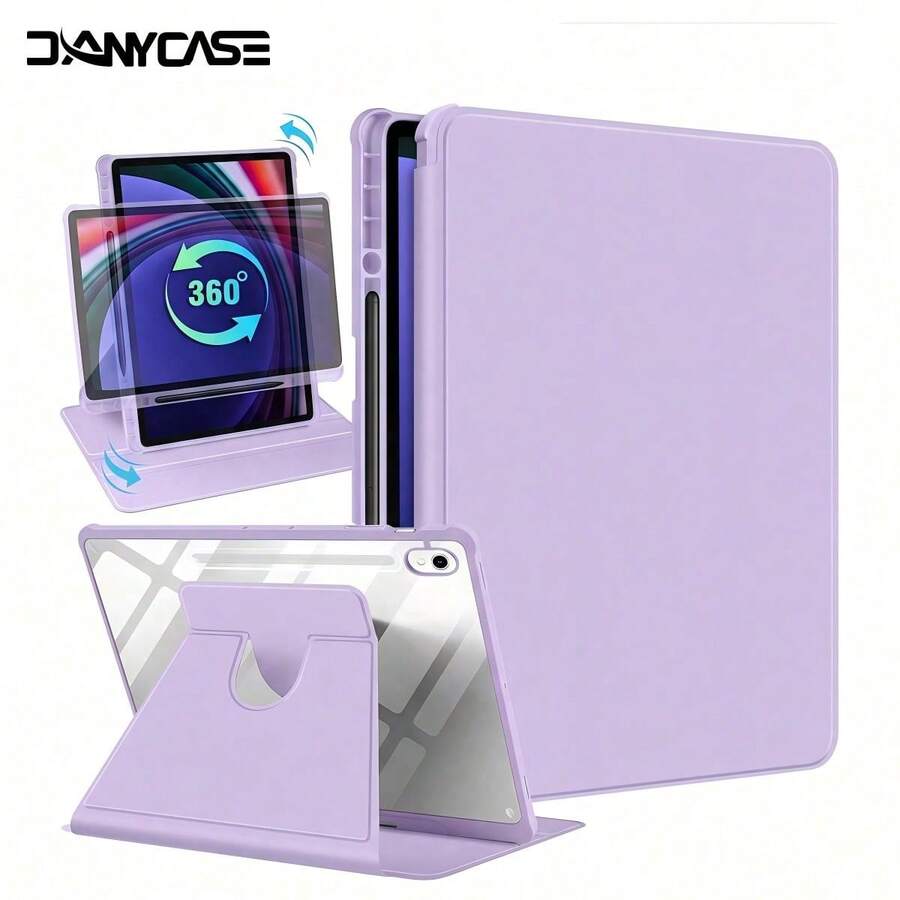 DANYCASE Slim Rotating Protective Case For Samsung Galaxy Tab S10Lite S9 S9FE, With Pen Slot Design, Shockproof Transparent Back Shell