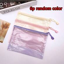 2/6/9-Pack A5 Grid Zipper Bags, Waterproof And Large Capacity, Suitable For Stationery Storage, Office Documents, Etc. - Full Color - View 9