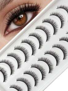 LIMEIKAI 10 Pairs 3D Mink False Eyelashes C Curl Fluffy Soft Thick Multi-Layer Wispy Slim Lashes Bulk Style For Lash Extension Wedding Bride Birthday Club Travel Daily Makeup - View 10