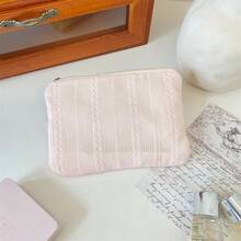 Rhombus Vertical Striped Makeup Bag, Large Capacity Travel Cosmetic Organizer, Portable Toiletry Storage Bag, Makeup Organizer Small Cosmetic Bag, Multi-Functional Zipper Pouch, Suitable For Daily Use, Travel, Gym, Office, Cute Gift For Women - Multicolor - View 10