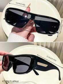 1 Pair Unisex Black Oversized Y2K Style Fashion Glasses, Beach Driving Accessory Street Style, Suitable For Matching With Sweaters, Jackets, Hoodies, Outdoor Activities And Travel. - Black - View 4