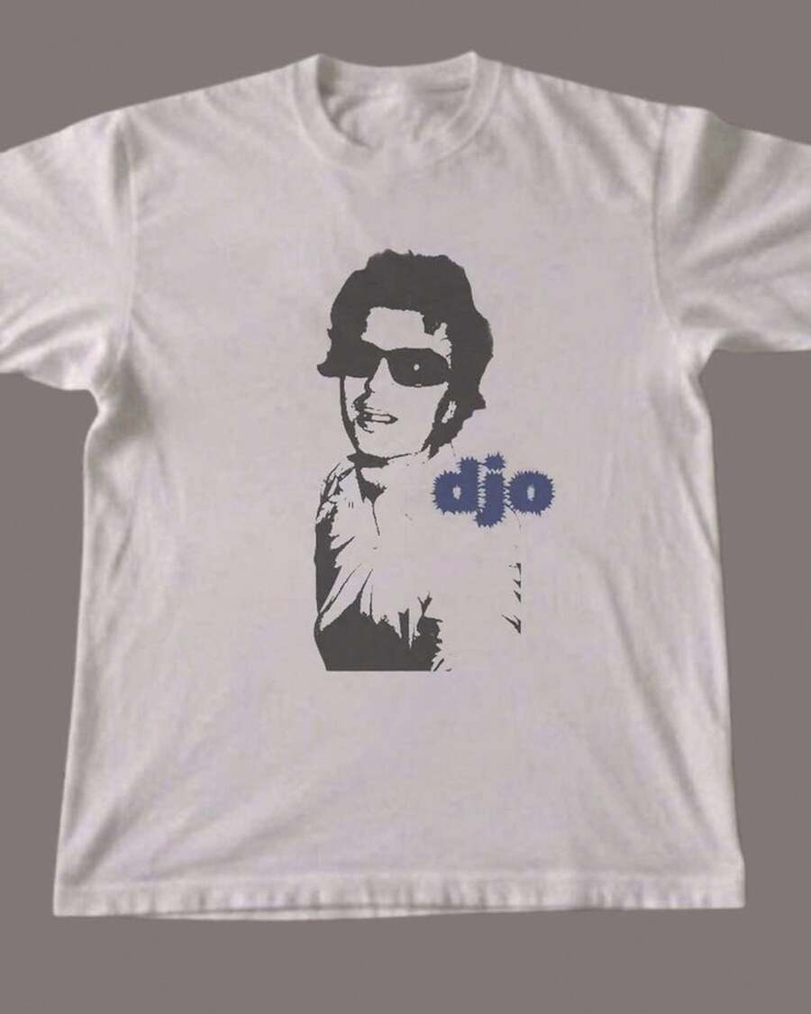 Djo Retro Portrait Tee | Vintage Rocker Silhouette, ,Y2k Style, Unisex Shirt - Black - View 1