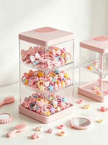 1pc Hair Accessory Storage Box, Desktop Organizer, Suitable For Room Decor, Bedroom Decor, Nursery Decor, Diaper Storage Basket, Bathroom Storage - Multicolor - View 5