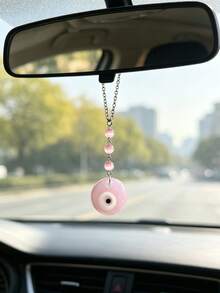 1pc Evil Eye Car Rearview Mirror Hanging Decoration, Car Interior Decor Accessory - A - View 1