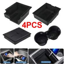 4pcs/Set Center Console Organizer Container Tray For 2021-2023 Model 3/Y Armrest Drawer - 4pcs - View 1