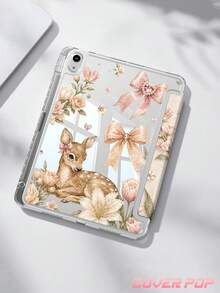 Floral Deer Pattern Compatible With IPad 10th Generation, 10.2/Mini6/Mini7/9.7 Inch, Galaxy Tab A9 Plus Tablet Protective Case, 3+ Years Anti-Bending, Built-In Pen Slot, Suitable For Kindle (11th Gen) 2022 Edition, Reinforced Silicone Corners, Auto Wake/Sleep Function, Perfect Daily Protection, Valentine's Day Christmas Spring Romantic Gift, Fashionable Minimalist Pattern - Multicolor - View 4