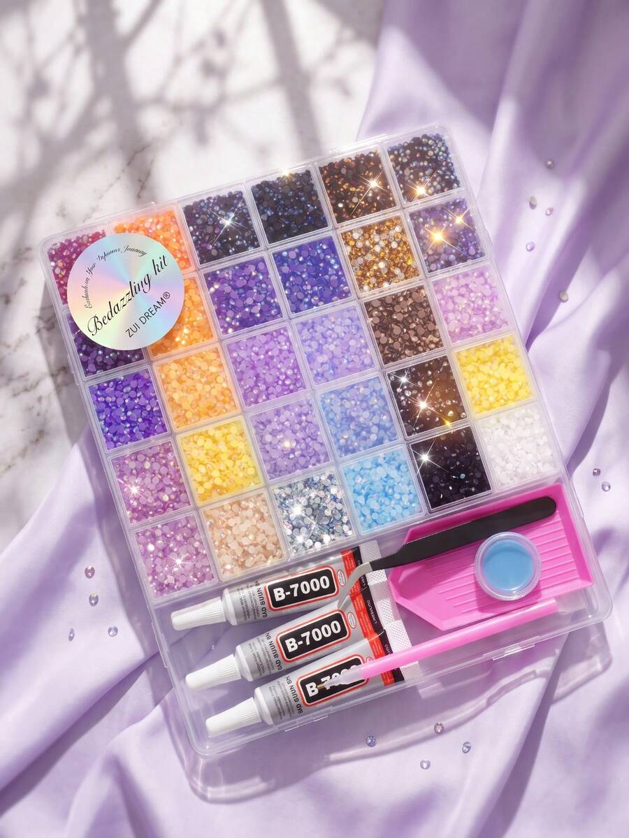 ZUI DREAM 30 Colors | 40,000pcs Rhinestones With B7000 Glue | Complete Rhinestone Set For Clothing, Shoes And Crafts | DIY Diamond Painting Accessories And Handmade Gemstones - Rhinestone Set - View 1