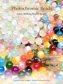 100/200pcs 6/8/10mm UV Color Changing Acrylic Beads,Abacus Beads,,Round Hole Loose Beads For Jewelry Making,DIY Necklace,Bracelet,Phone Charms,Keychain,Shoe Charms,Car Hanging Crafts,Spark Your Creativity - Multicolor - View 12