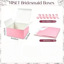 Caja de regalo con cinta rosa y tapa (7.87x7.87x3.94 pulgadas) 10 piezas/paquete Caja de papel de regalo premium, adecuada para Navidad, boda, recuerdos de invitados de boda, graduación, vacaciones, fiesta de cumpleaños, regreso a la escuela y otras ocasiones - Múltiples estilos - Ver 13