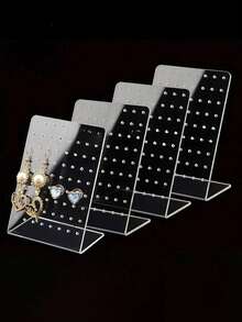 72/120 Holes Acrylic Earring Storage Display Rack, Transparent Earring Jewelry Organizer, Retail Marketing Home Storage, Back To School Essential - Multicolor - View 2