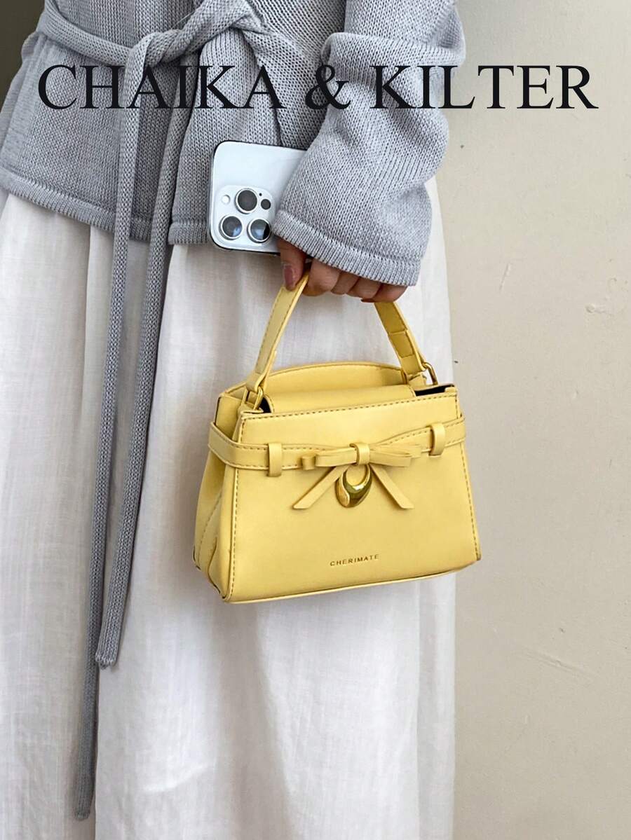 New Summer Lychee Texture Women's Handbag, Fashionable Decorative Adjustable Shoulder Strap Crossbody Bag, Minimalist Solid Color High-End Hardware Decor Shoulder Commuter Bag