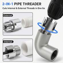 3PCS Integrated Pvc Pipe Threader Tool - 1/2" & 3/4" & 1" Dual-Function Internal External Pipe Threading Tool For Water Pipe, Duty Pipe Thread Cutting Tool Set-Electric Drill Compatible Heavy - Silver - View 7